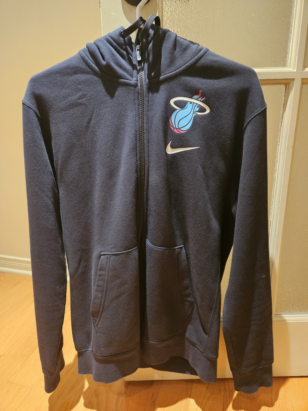 Nike Navy Miami Heat Zip Hoodie with Light Blue Logo